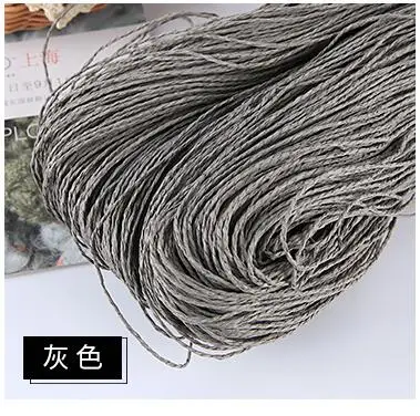 gray 500 г/лот, летняя шляпа, пряжа для вязания, соломенная пряжа из рафии, пряжа для вязания крючком, пряжа для шляп ручной работы, корзины ручной работы - Цвет: gray