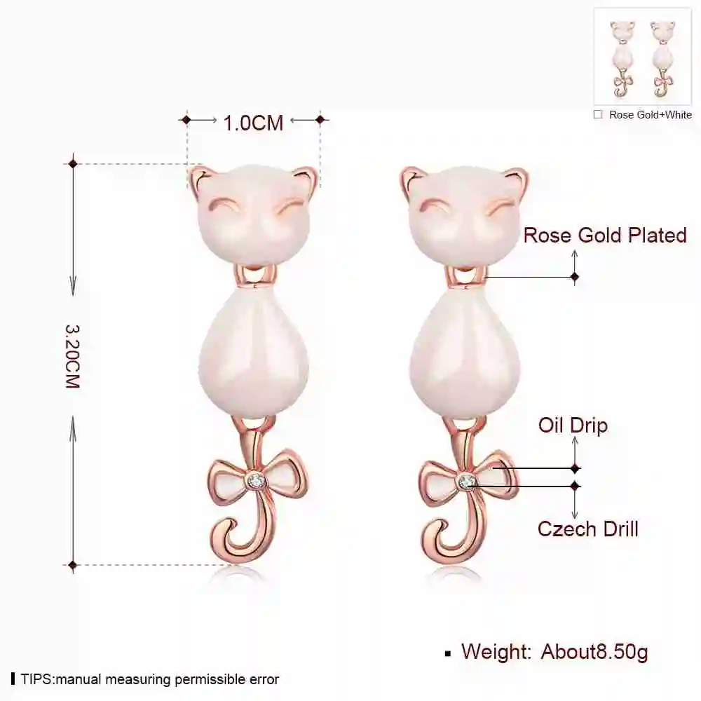 Женские серьги-пусеты KITEAL серьги из белого/розового золота с милым лисьим бантом