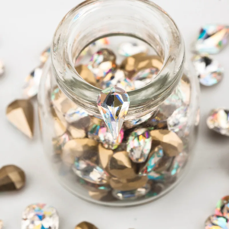 100 шт. Горячая фиксация блестящие белые AB острые стразы с кристаллами Стразы для