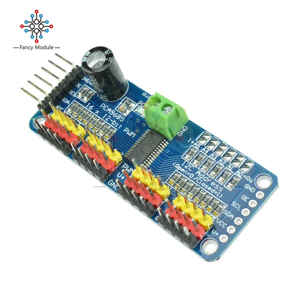Модуль сервопривода I2C PCA9685 для Arduino Raspberry Pi 12-битный ШИМ-робот с сервоэкраном 5-10 В