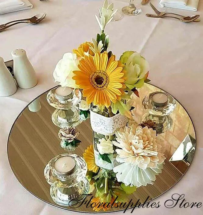 Круглые/квадратные акриловые зеркала диаметром 30 см для свадебного стола или