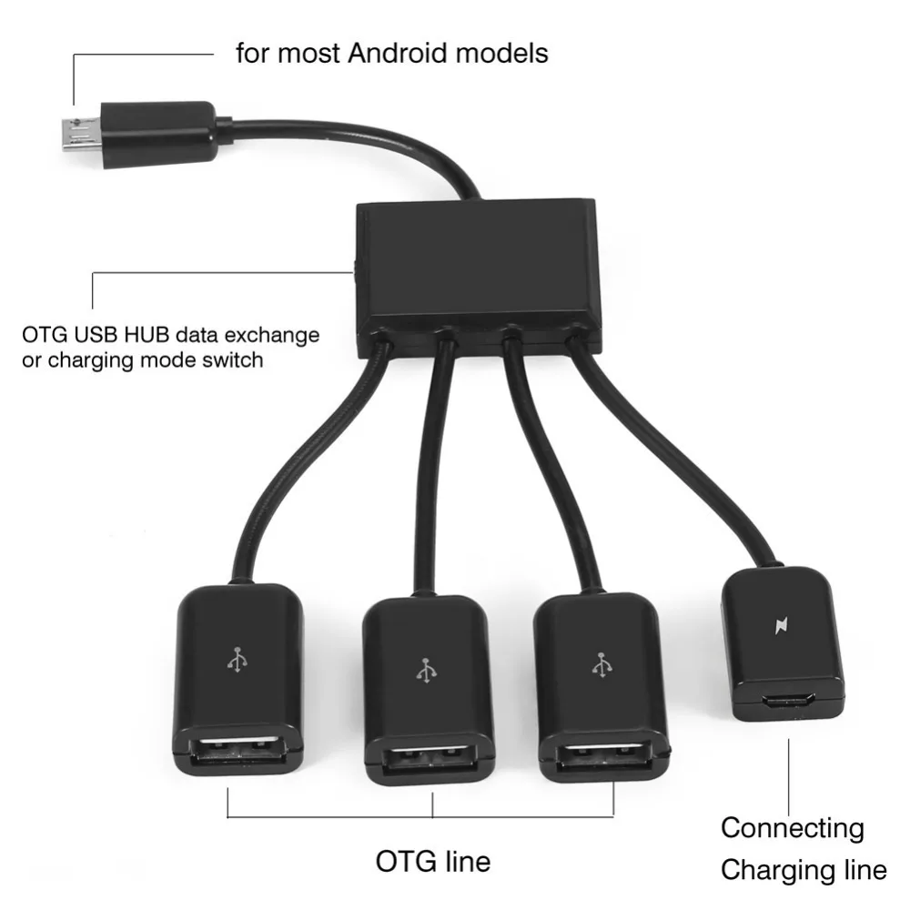 CHYI 4 порта USB 2 0 концентратор Micro OTG зарядный кабель сплиттер разъем адаптер Мульти
