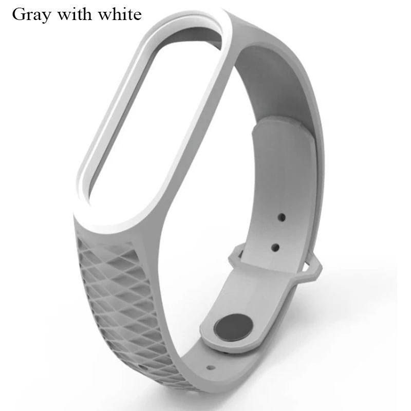 Gray with white Mi jobs двойной цветной mi Band 3 ремешок Aurora силиконовый спортивный ремешок для Xiaomi mi Band 3 my band 3 Аксессуары mi band ремешок - Цвет: Gray with white