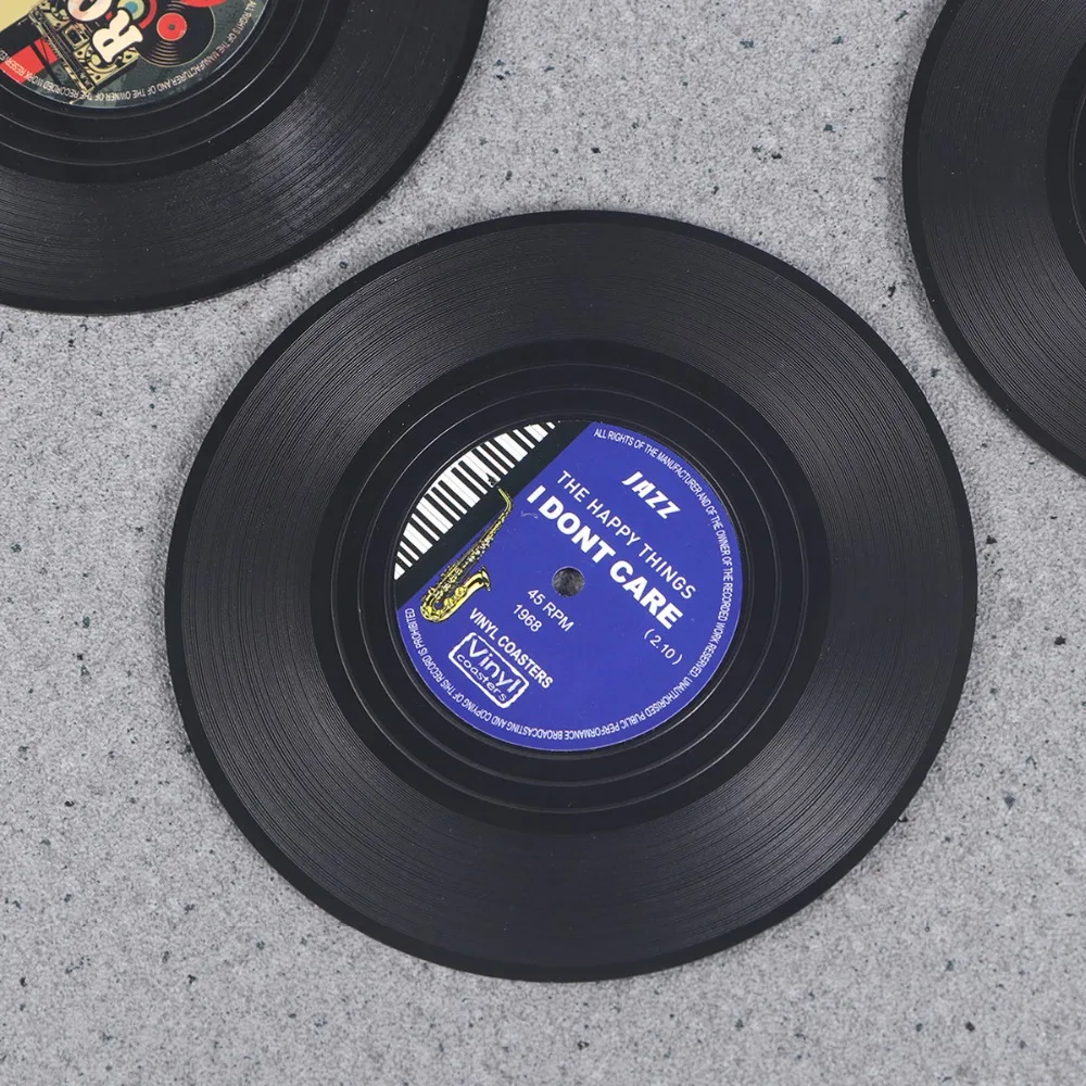 4 шт Спиннинг Ретро виниловые подставки под напитки CD записывающая чашка коврик