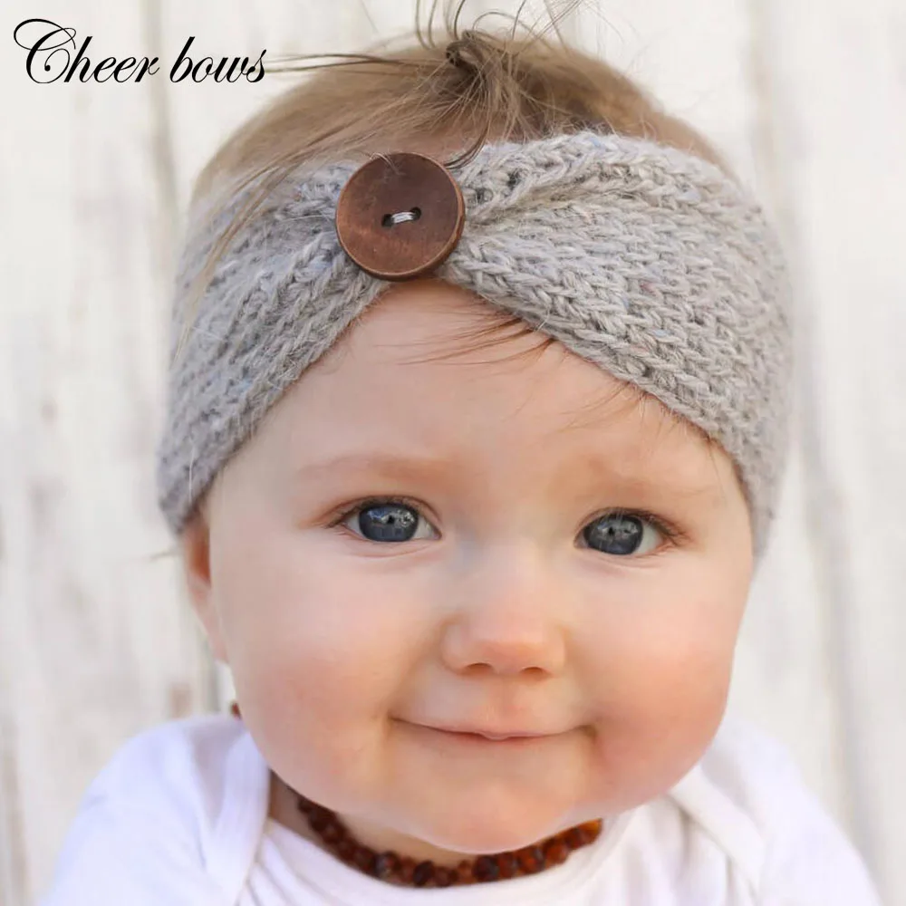 Однотонная нейлоновая повязка на голову с большим узлом для детей ручная работа