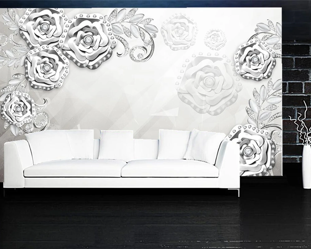 Элегантные украшения Papel de parede Diamond uxury черно белые 3d обои с цветами для гостиной