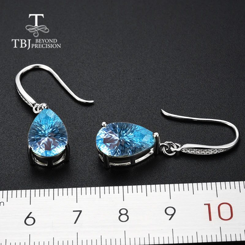 Женские серьги с крючком TBJ 13ct небесно-голубой топаз вогнутые серьги-подвески из