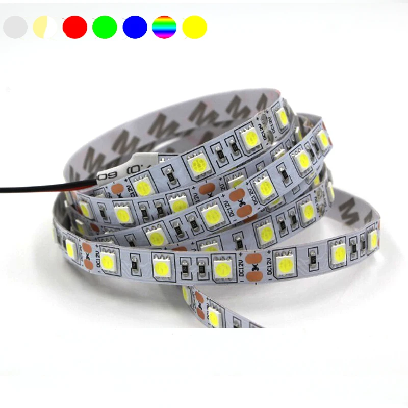 Светодиодная лента 5050 fiexible light 60Led/m DC 12V белый теплый красный зеленый синий желтый