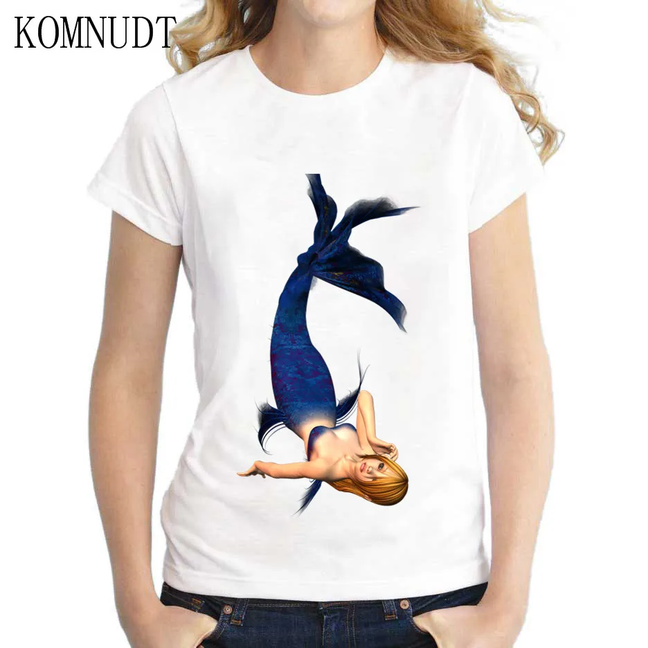Komnudt Kawaii Русалка 2018 Лето Топы корректирующие Для женщин футболка Костюмы