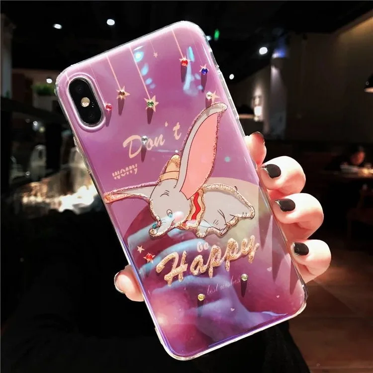 Роскошный блестящий чехол для телефона с мультяшной анимацией Dumbo iPhone X XS XR Xsmax 7 Puls