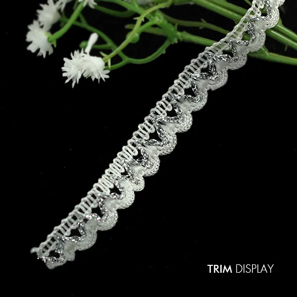 Плетеная лента Gimp из белого и серебряного кружева полиэстера отделка аппликация