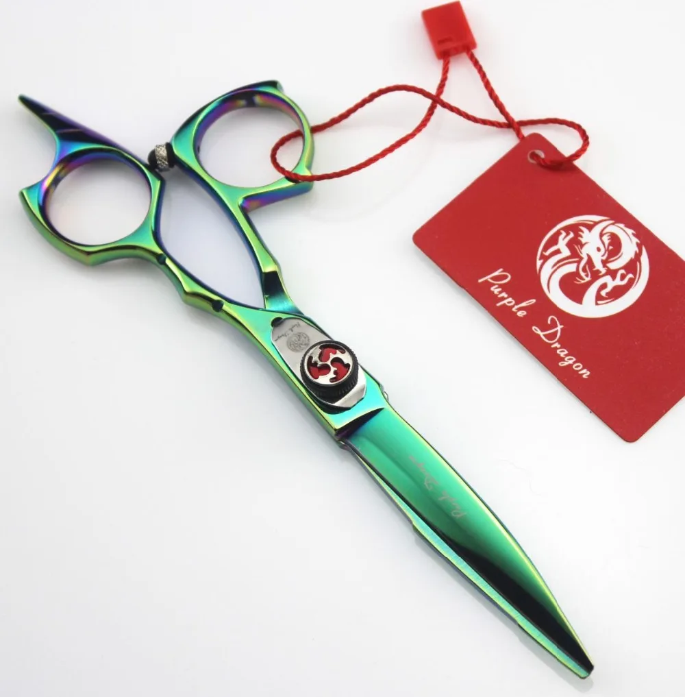Быстрая доставка профессиональных ножниц для волос 5,5 дюйма Япония 440C зеленая парикмахерская стрижка с кожаным чехлом.