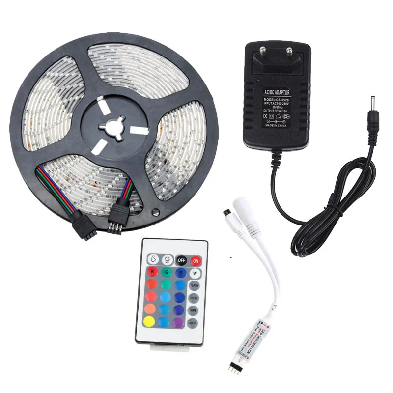 Светодиодная лента 12 В 2835 SMD RGB 60 светодиодов/м adhensive 5 м 10 комплект + 24 клавиши