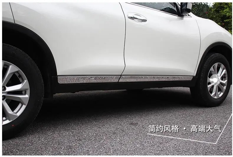 Подходит для 2014 2015 2016 NISSAN ROGUE X-TRAIL T32 хромированная Накладка на порог боковой двери