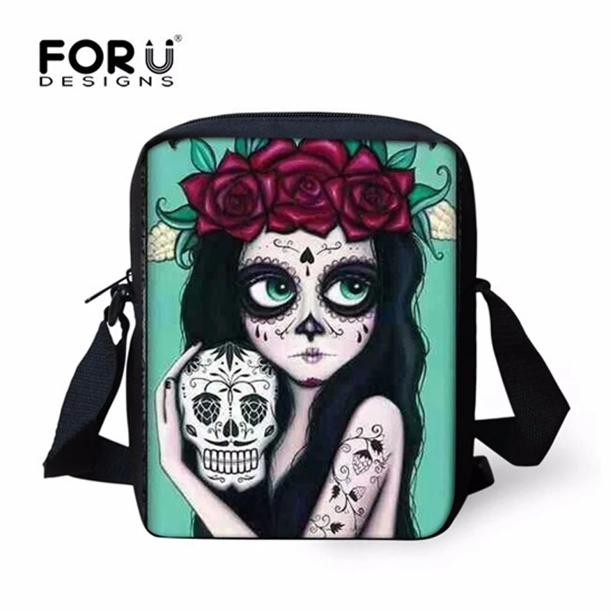 FORUDESIGNS сумки женские через плечо 2017 Череп Laldies гонец Мешок Маленький Мультфильм