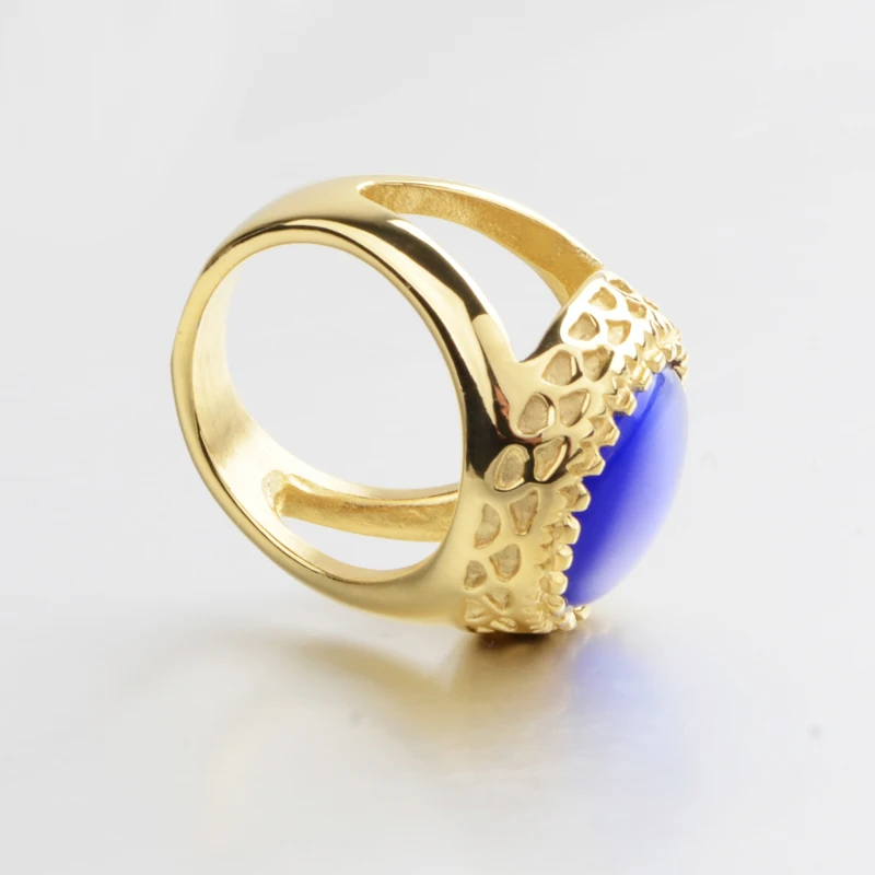 10 шт./лот очень большой синий камень океана нержавеющая сталь мужские ювелирные