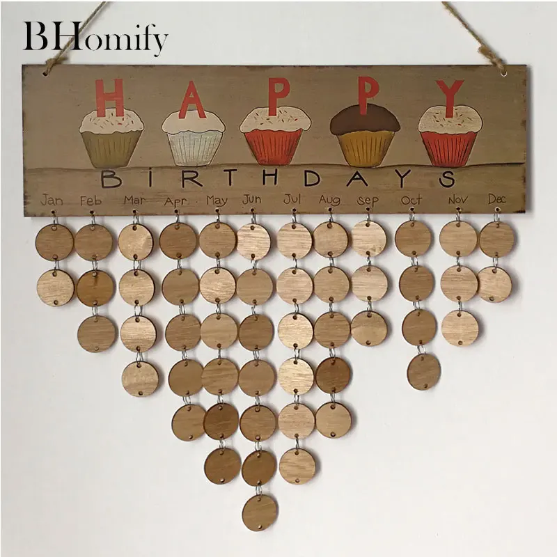 Bhomify DIY деревянный С Днем Рождения Декор календарь доска Happy Cake знак особые даты