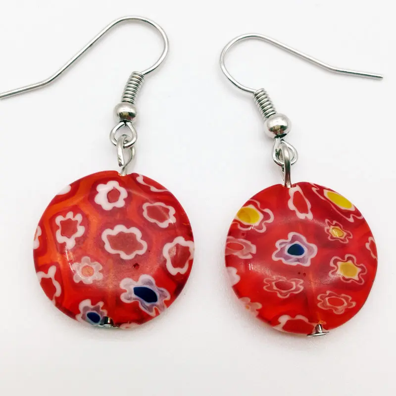 20 пар стеклянных подвесных муранских разноцветных сережек 18 мм|colorful earrings|earrings