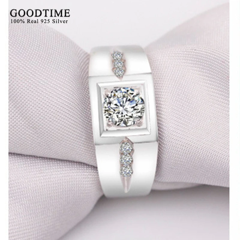 Роскошные 925 пробы Серебряные кольца для Для мужчин ювелирные изделия циркония