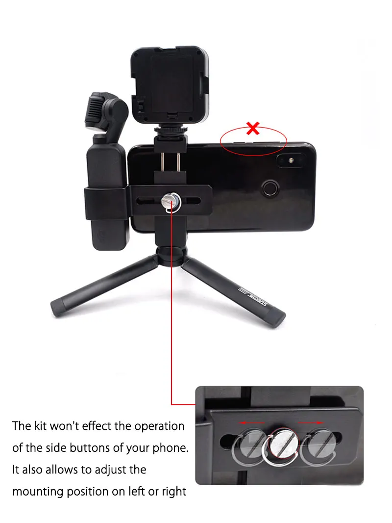 STARTRC OSMO карманная Портативная подставка штатив и металлический держатель для телефона и светодиодный фонарь набор аксессуаров для DJI OSMO POCKET