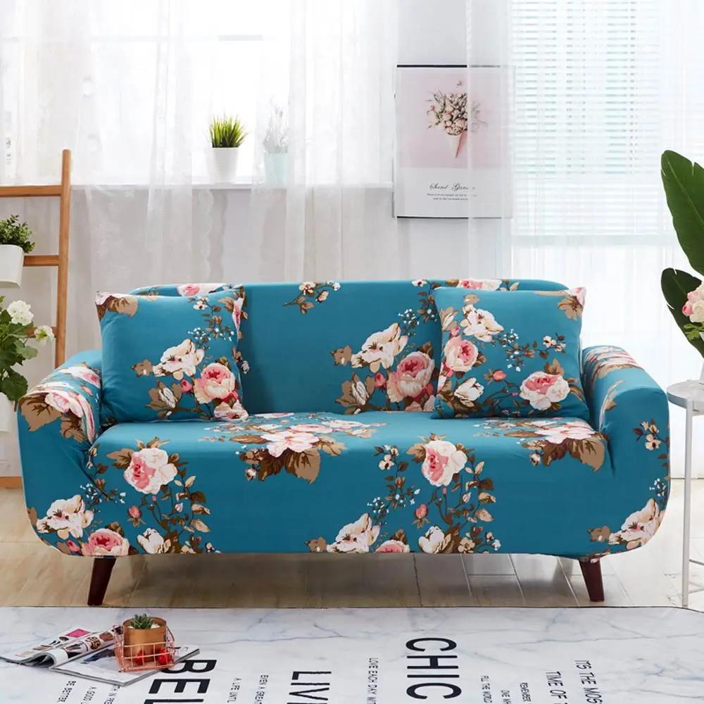 20185546 Dark Green Pastoral Leaves Print Sofa Covers Slipcover Stretch Elastic Spandex/Polyester Chair Loveseat L Shape Sectional - Цвет: 20185546