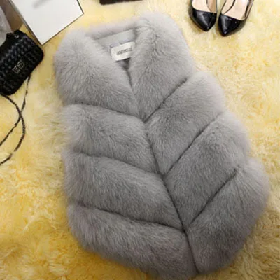 Light gray Зимний женский жилет из искусственного меха, мягкие приталенные пальто, женская куртка без рукавов для дам, модная верхняя одежда из искусственного меха для женщин - Цвет: Light gray