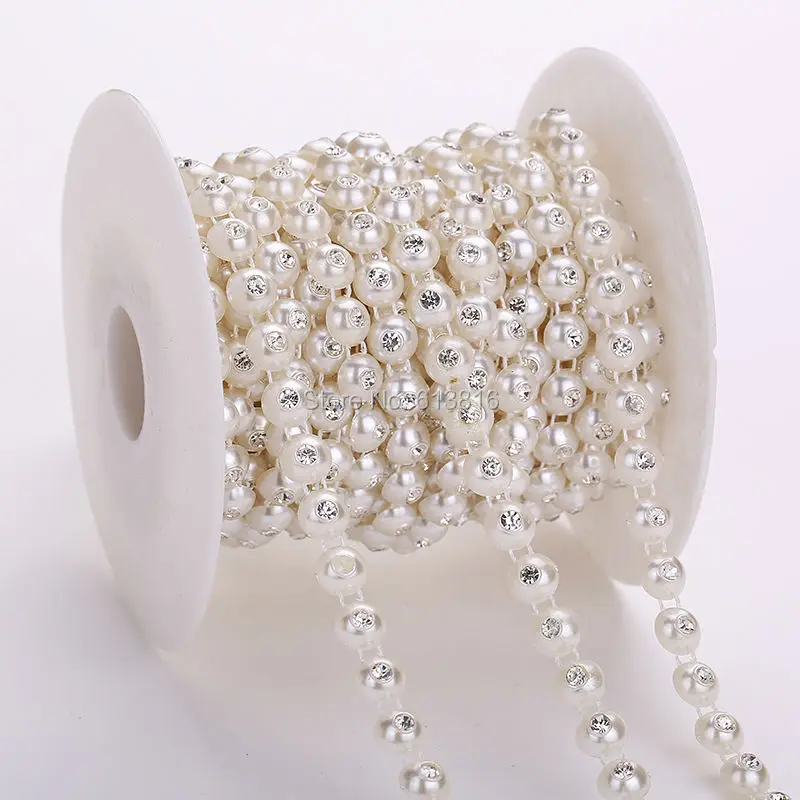 10 ярдов/партия цепочка из жемчуга 8 мм|roll of pearl|chain rollrhinestone chain |