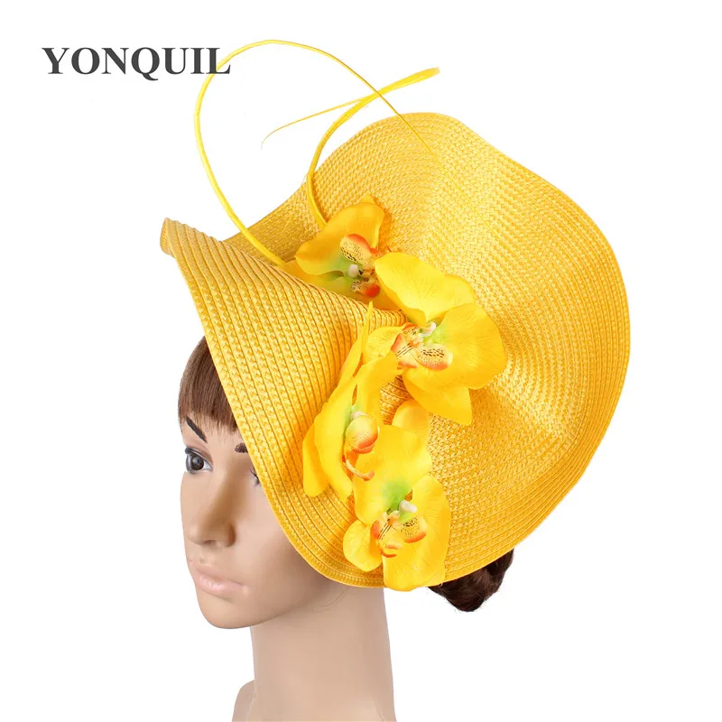 Yellow Cocktail Church Fascinators Accessories Morning Glory Decoration Hair Clip Ladies Headwear Hairpin Black Party Headpieces |