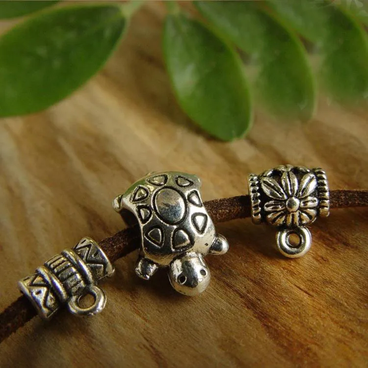 Трубчатые бусины разделители тибетский серебряный кожаный шнур подвески