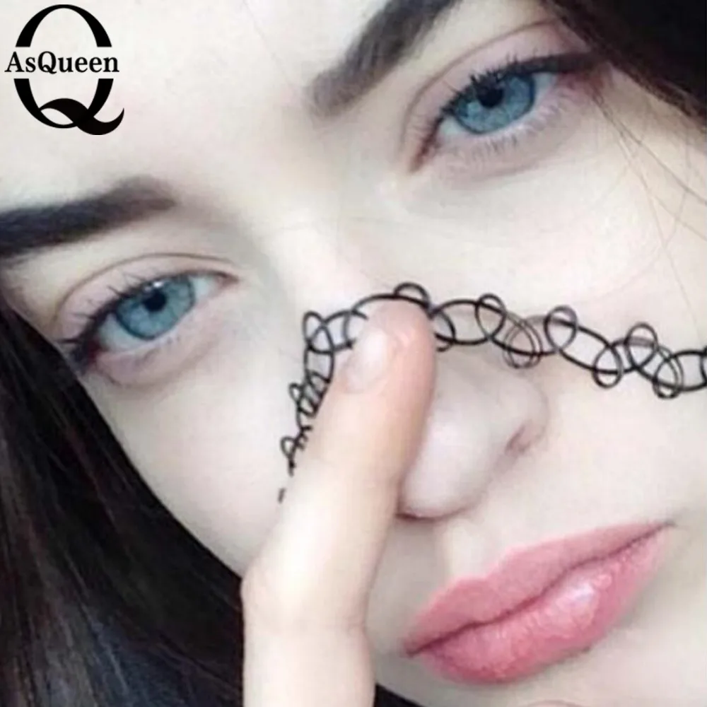 ASQUEEN Q бренд горячая распродажа винтажный хиппи Чокер-тату из эластичного материала ожерелье эластичный чокер черная хна стиль