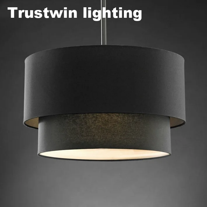 Круглая Подвесная лампа из льняной ткани светильник большого размера для фойе