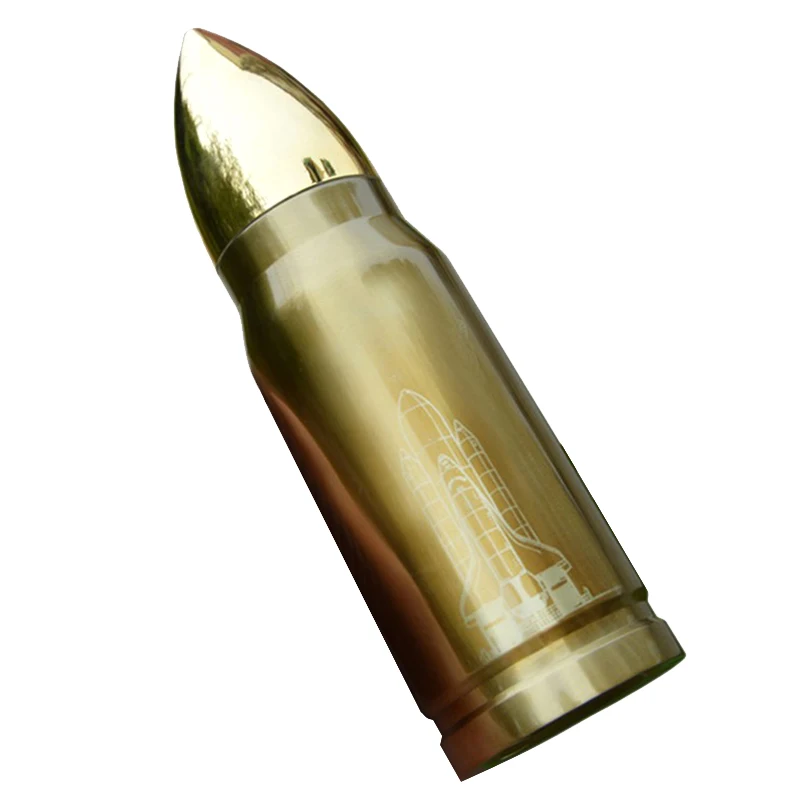 Лидер продаж 350 мл золото из нержавеющей стали Пуля термосы бутылки для мужчин и