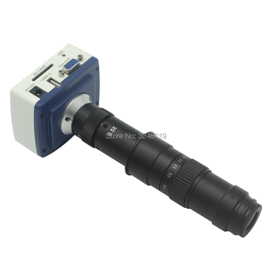 

Микроскоп Full HD 1080P VGA с USB-разъемом, SD-карта, запись видео, фотографии + 10X-180X зум, объектив с креплением типа C, 1X Барлоу, адаптер 0,5x