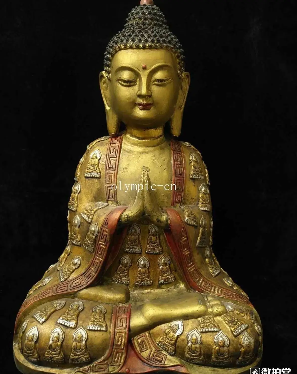 

16'' bronze gild colored drawing Vairocana Sakyamuni tathagata buddha statue