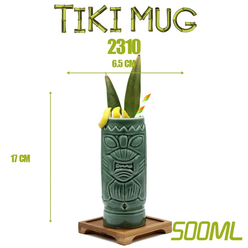 the dark green Yama Импортные TikiMug тики Гавайские керамические Коктейльные бокалы для вина оригинальность индивидуальность Mojito Moggi поддержка продукт - Цвет: the dark green Yama