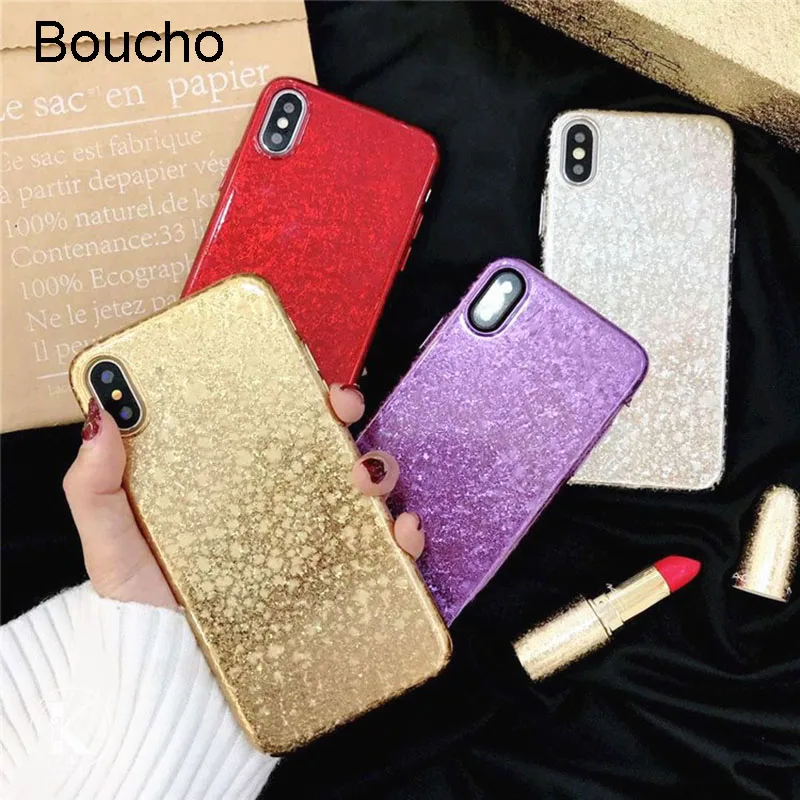 Чехол для телефона Boucho Bling Shining Powder с блестками iphone X чехлы Apple 6 6s 7 8 Plus простая