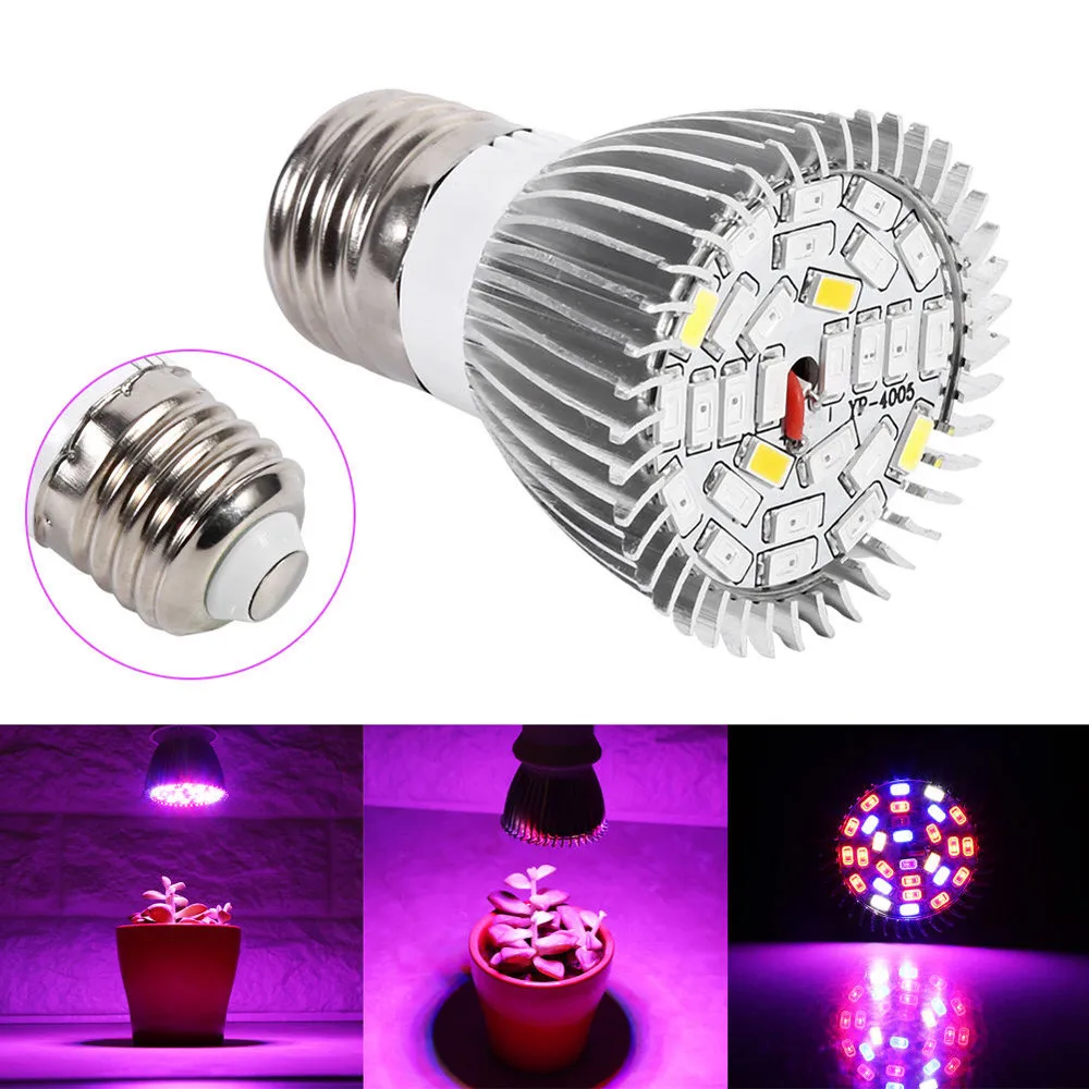 

2019 New 28W E27 LED Flower Seed Plants Hydroponic System Grow Light Lamp Bulb Full Spectrum Growing Lamps
