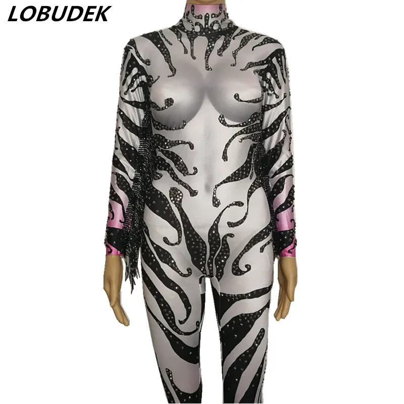 

Women and Man 3D printing Cosplay costumes Flashing Crystals tassels jumpsuit Teams Role performance Rompers Dance Stage wears