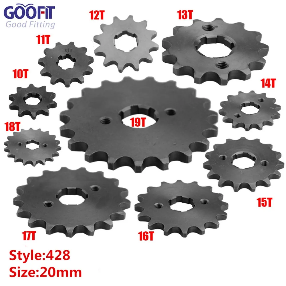 GOOFIT передние звездочки 428 10-19 зуб 20 мм ID для 50cc 70cc 90cc 110cc скутер мотоцикл велосипед ATV Quad Go Kart мопед Q001-049