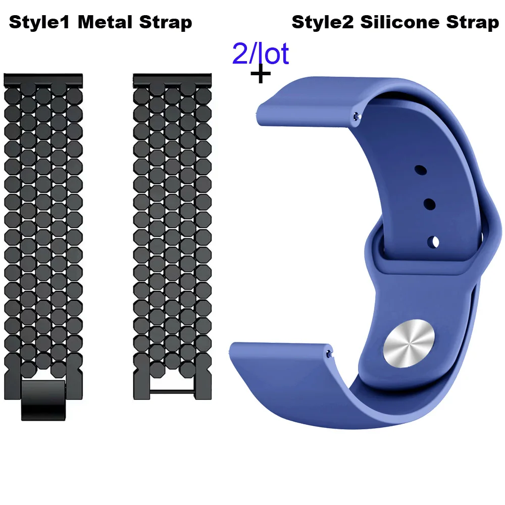 22 мм Браслет Для Xiaomi Amazfit Pace Stratos 2 ремешок для часов Amazfit GTR 47 мм браслет из нержавеющей стали для samsung gear S3 - Цвет: Black-Blue