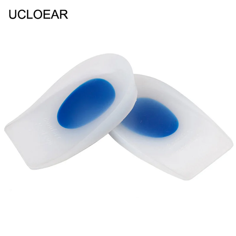 L blue Ucloear Мягкие силиконовые стельки для боль в пятке удобные подушечки для туфель чашки гель подушки стельки подошвенный, ухаживает за кожей стоп защита для пятки - Цвет: L blue