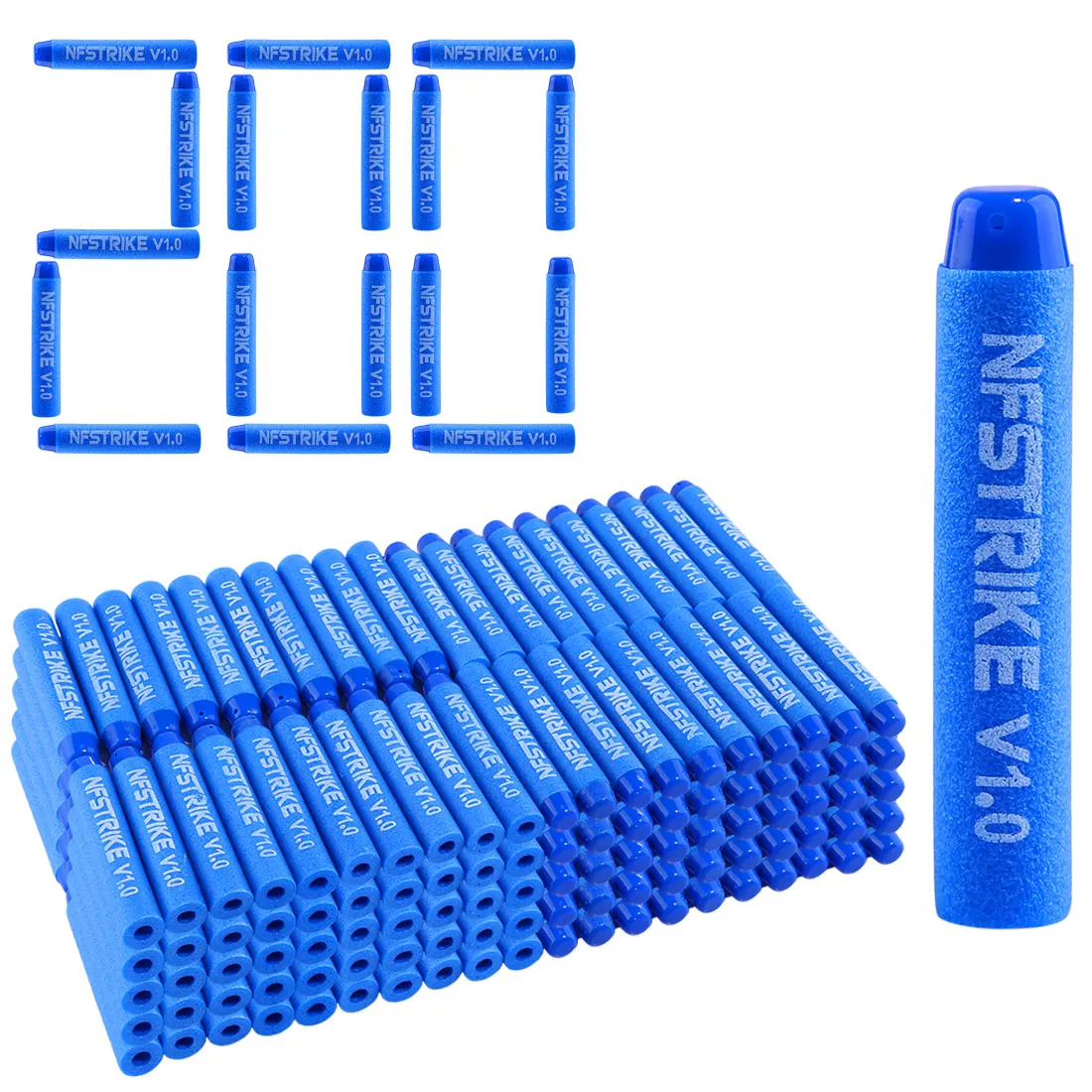 100 шт/500 шт/1000 шт NFSTRIKE V1.0 индивидуальные мягкие пули для nerf элитная Серия игрушечного пистолета часть 7,2*1,3 см пули-синий