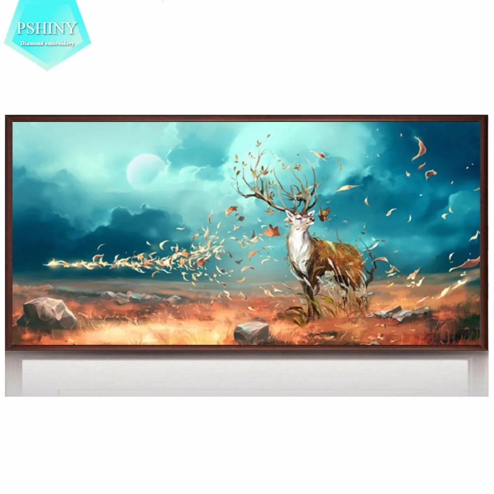 PSHINY 5D DIY алмазная вышивка распродажа изображения фэнтези оленя полная квадратная
