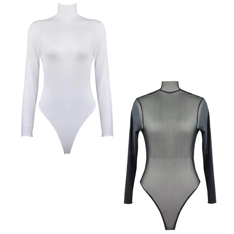 Женское Сетчатое прозрачное боди трико сексуальные женские чулки с длинными