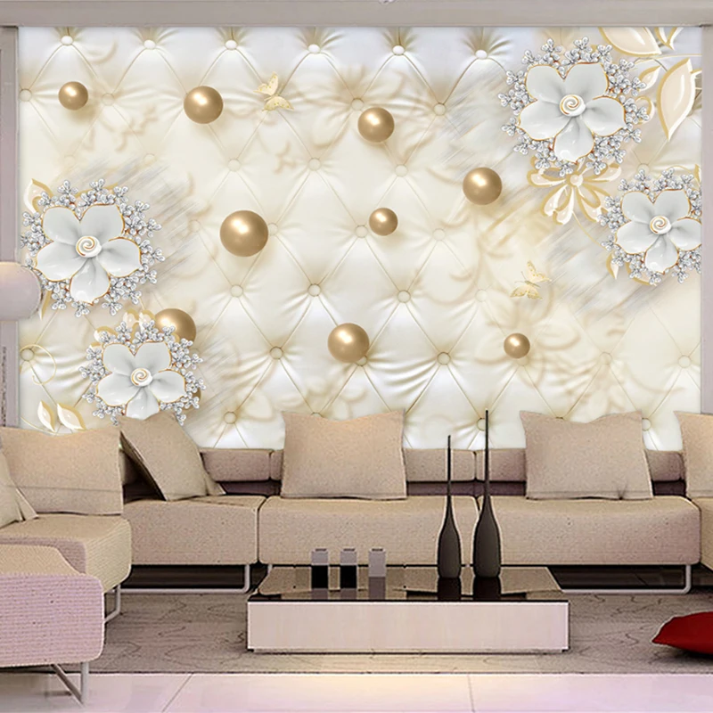 Пользовательские фото обои 3D стерео белые цветы Золотой шар фрески Европейский