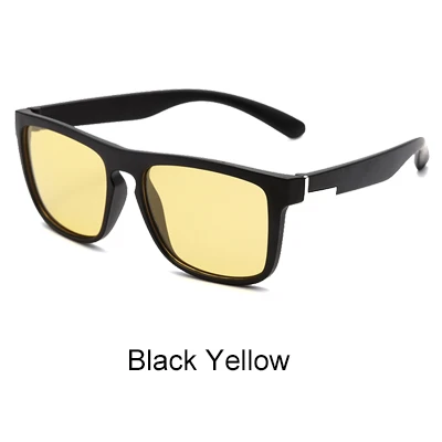 Black Yellow Ralferty, поляризационные солнцезащитные очки для мужчин и женщин,, Ретро стиль, высокое качество, UV400, квадратные оттенки, гибкие, TR90, солнцезащитные очки, мужские, для вождения, зеркальные - Цвет линз: Black Yellow