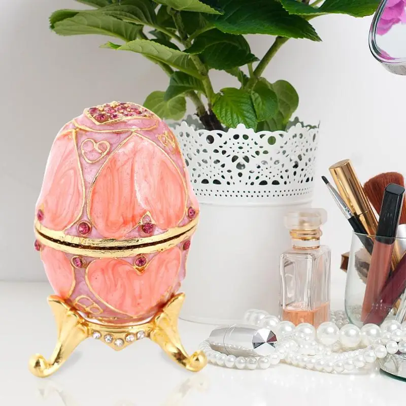 Креативный русский faberge яйцо роскошные украшения на пасхальную тематику яйцо окрашенная коробка на подставке набор с эмалью и кристаллами фигурка безделушка подарок