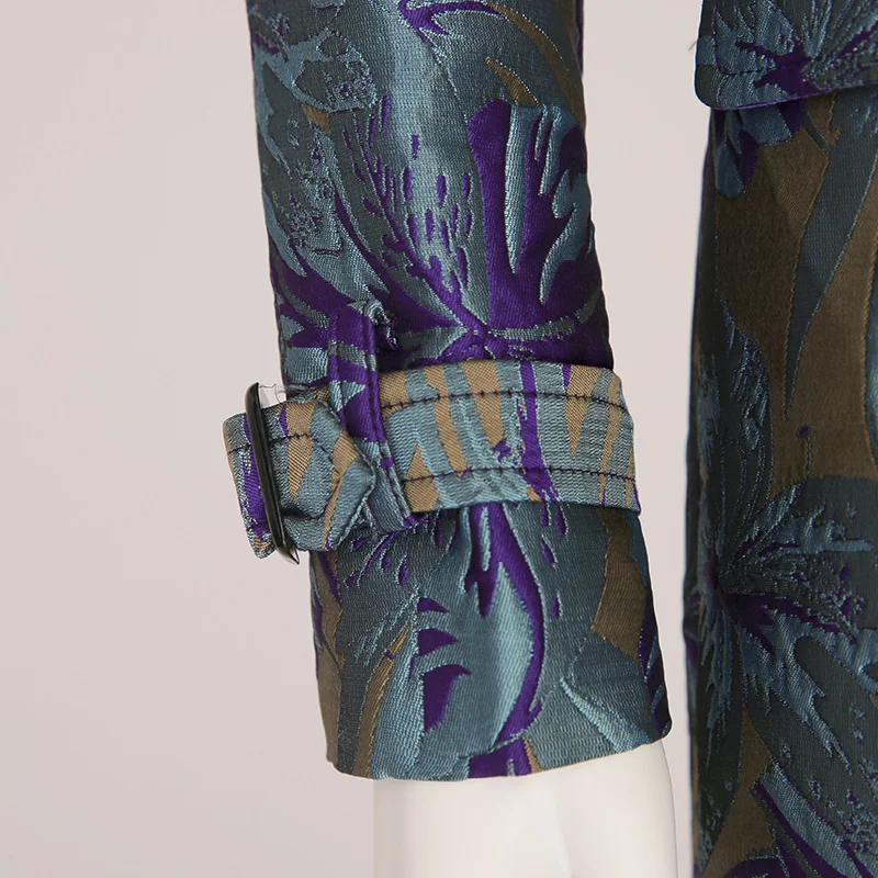 S XXXL осень зима жаккардовое длинное пальто размера плюс роскошный Тренч женский