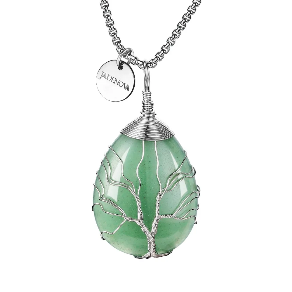

Wire Wrapped Family Tree Necklace Tree of Life Gem Pendant Necklace Healing Crystal Jewelry