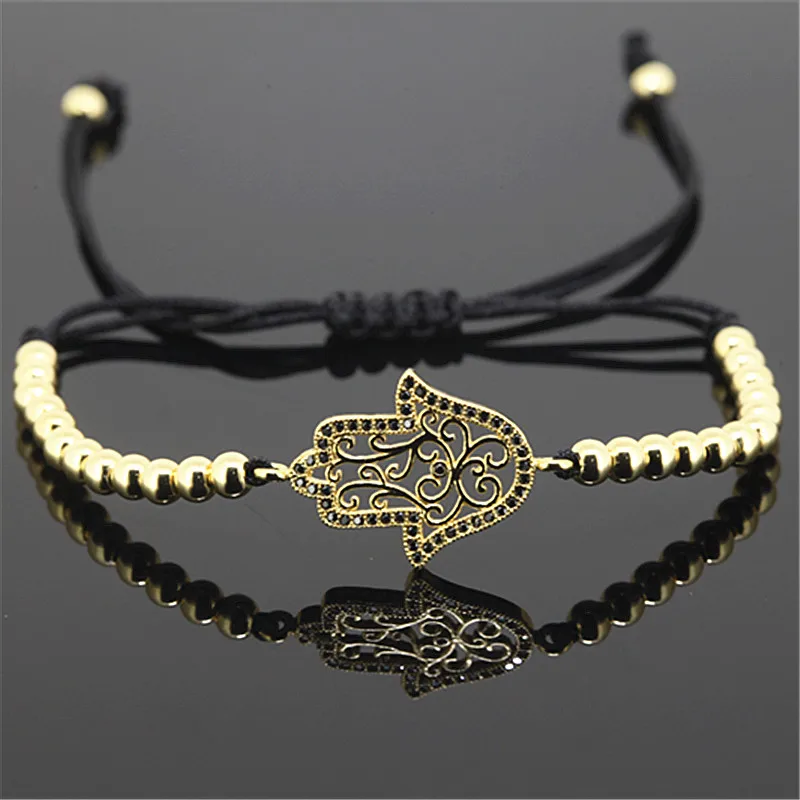 new anil arjandas men bracelet micro pave cz hamsa spacer braiding macrame bacelet fashion for | Украшения и аксессуары